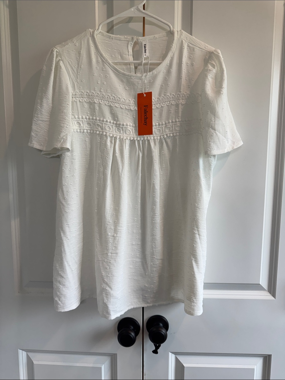 Women’s White Eyelet Short Sleeve Blouse by Talbots